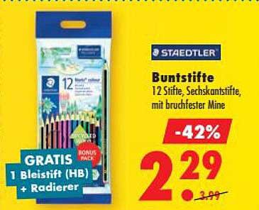 Buntstifte 12 Stifte, Sechskantstifte, mit bruchfester Mine