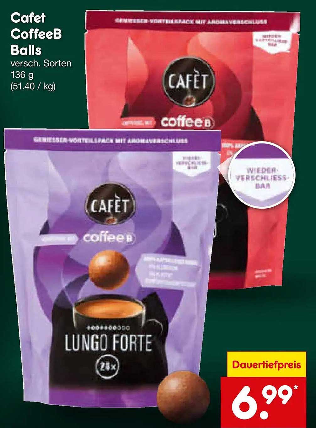 Cafet CoffeeB Balls versch. Sorten 136 g