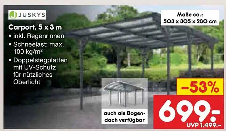 Carport, 5 x 3 m