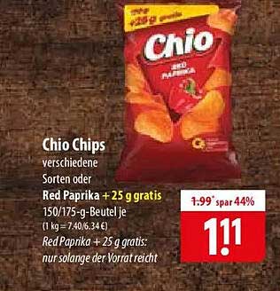 Chio Chips verschiedene Sorten oder Red Paprika + 25 g gratis