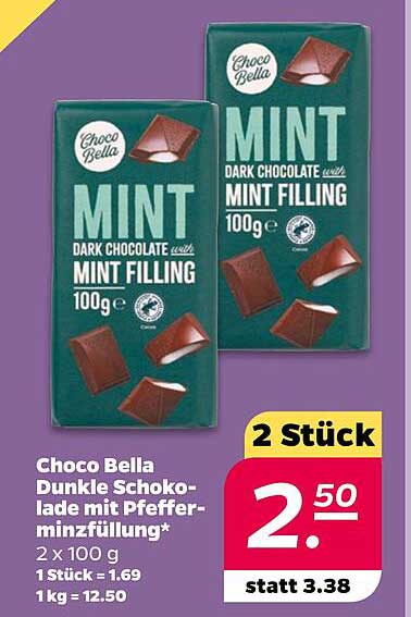 Choco Bella Dunkle Schokolade mit Pfefferminzfüllung*
