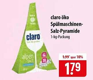 claro öko Spülmaschinen-Salz-Pyramide 1-kg-Packung
