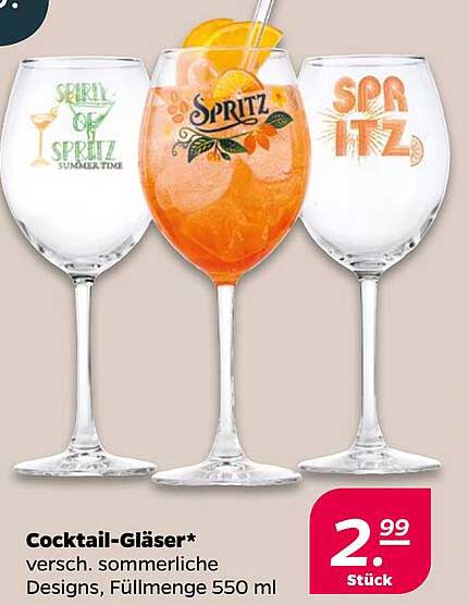Cocktail-Gläser* versch. sommerliche Designs, Füllmenge 550 ml