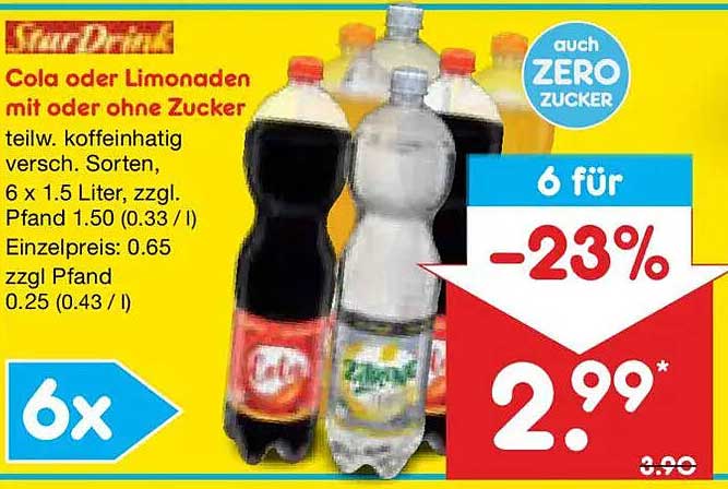 Cola oder Limonaden mit oder ohne Zucker