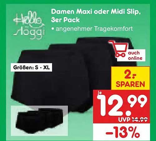 Damen Maxi oder Midi Slip, 3er Pack