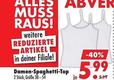 Damen-Spaghetti-Top 2 Stück, Größe 38 – 54