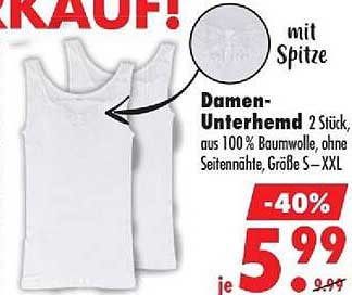 Damen-Unterhemd 2 Stück, mit Spitze