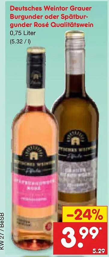 Deutsches Weintor Grauer Burgunder oder Spätburgunder Rosé Qualitätswein