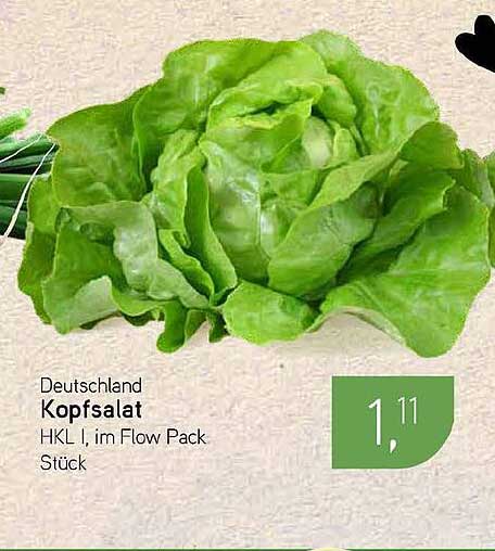 Deutschland Kopfsalat HKL I, im Flow Pack Stück