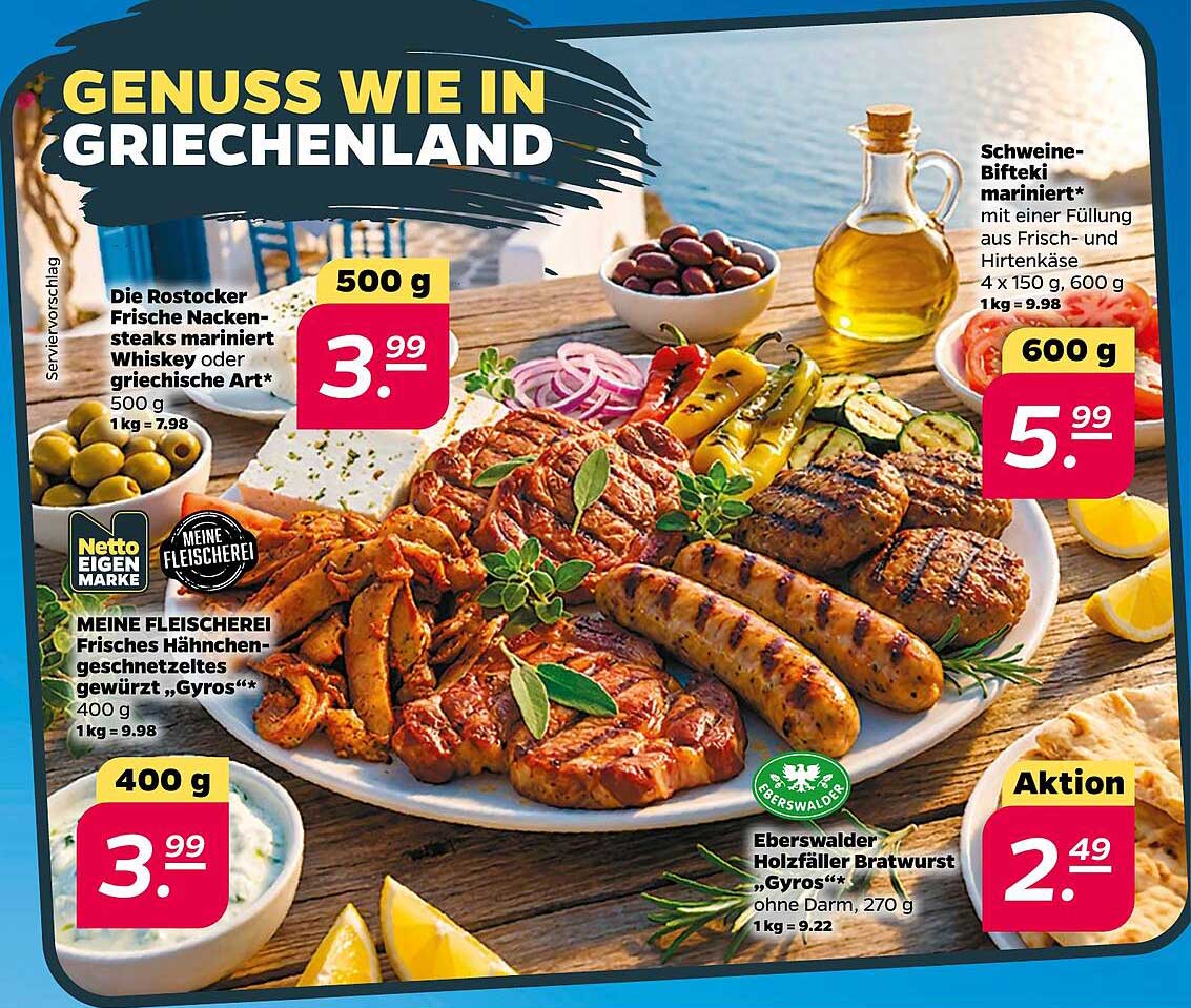 Die Rostocker Frische Nackensteaks mariniert whiskey oder griechische Art*