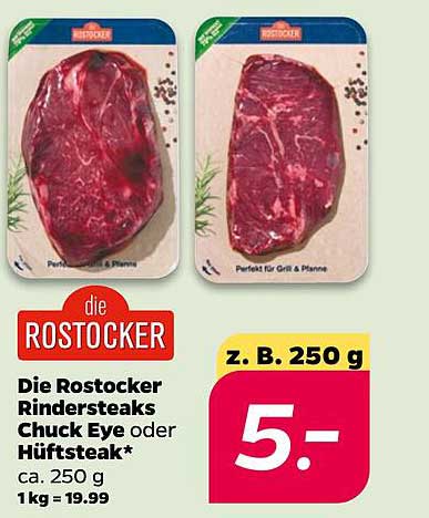 die ROSTOCKER Rindersteaks Chuck Eye oder Hüftsteak*