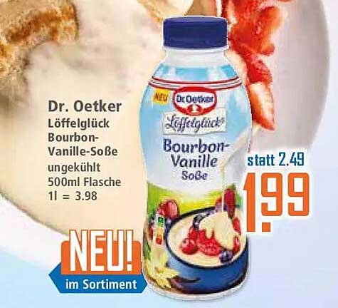 Dr. Oetker Löffelglück Bourbon-Vanille-Soße ungekühlt 500ml Flasche 1 l = 3.98