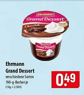 Ehrmann Grand Dessert verschiedene Sorten 190-g-Becher je