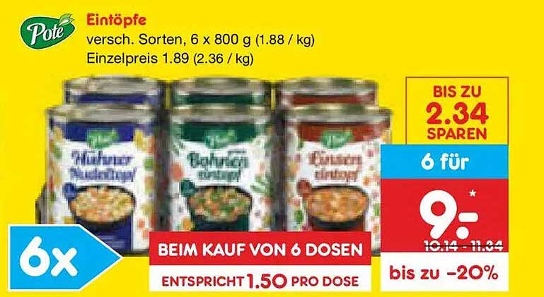 Eintöpfe versch. Sorten, 6 x 800 g (1.88 / kg)