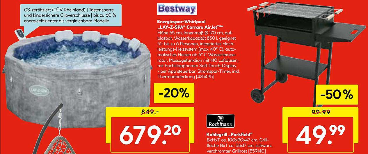 Energiespar-Whirlpool „LAY-Z-SPA® Carrara Air Jet™“