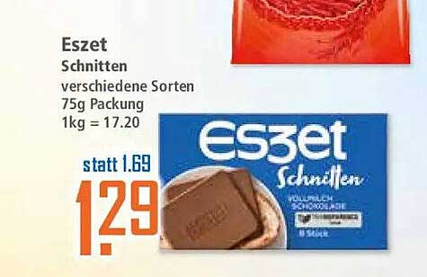 Eszet Schmitten verschiedene Sorten 75g Packung 1kg = 17.20