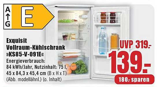 Exquisit Vollraum-Kühlschrank »KS85-V-091E«