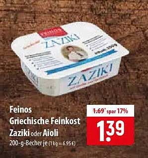 Feinos Griechische Feinkost Zaziki oder Aioli