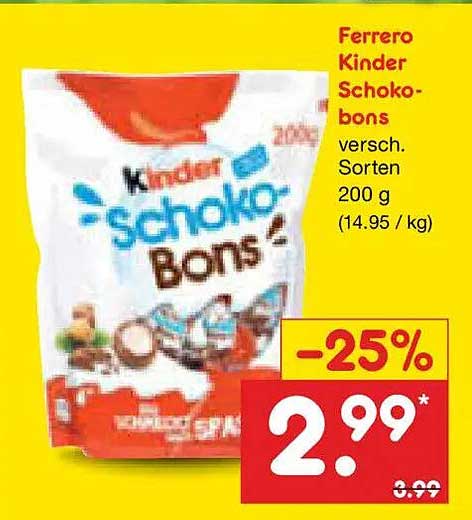 Ferrero Kinder Schoko-bons versch. Sorten 200 g