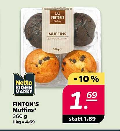 FINTON'S Muffins* 360 g 1kg = 4.69