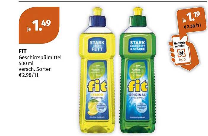 FIT Geschirrspülmittel 500 ml versch. Sorten