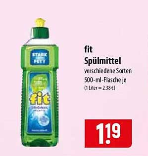 fit Spülmittel verschiedene Sorten 500-ml-Flasche je