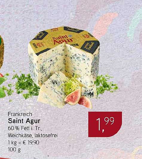 Frankreich Saint Agur 60 % Fett i. Tr., Weichkäse, laktosefrei