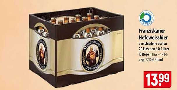 Franziskaner Hefeweissbier verschiedene Sorten 20 Flaschen à 0,5 Liter