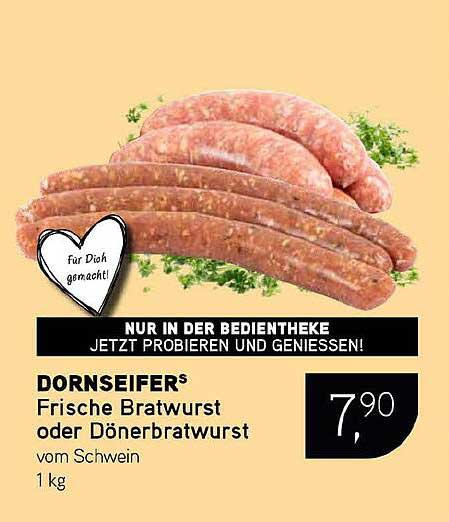 Frische Bratwurst oder Dönerbratwurst vom Schwein 1 kg