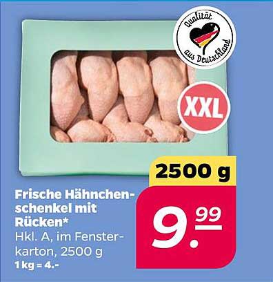 Frische Hähnchenschenkel mit Rücken*