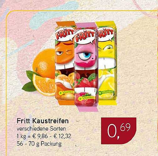 Fritt Kausreifen verschiedene Sorten 1 kg = € 9,86 - € 12,32 56 - 70 g Packung
