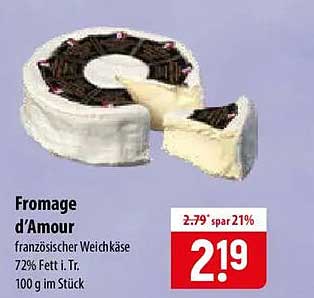 Fromage d'Amour französischer Weichkäse 72% Fett i. Tr. 100 g im Stück