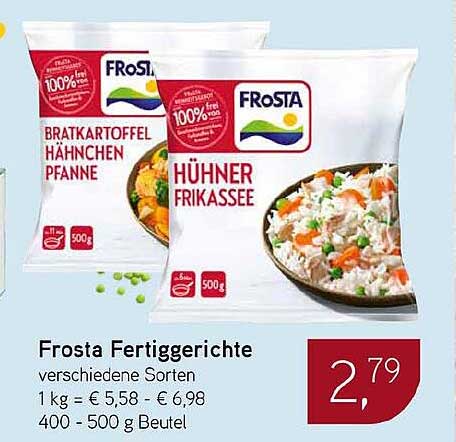 Frosta Fertiggerichte verschiedene Sorten