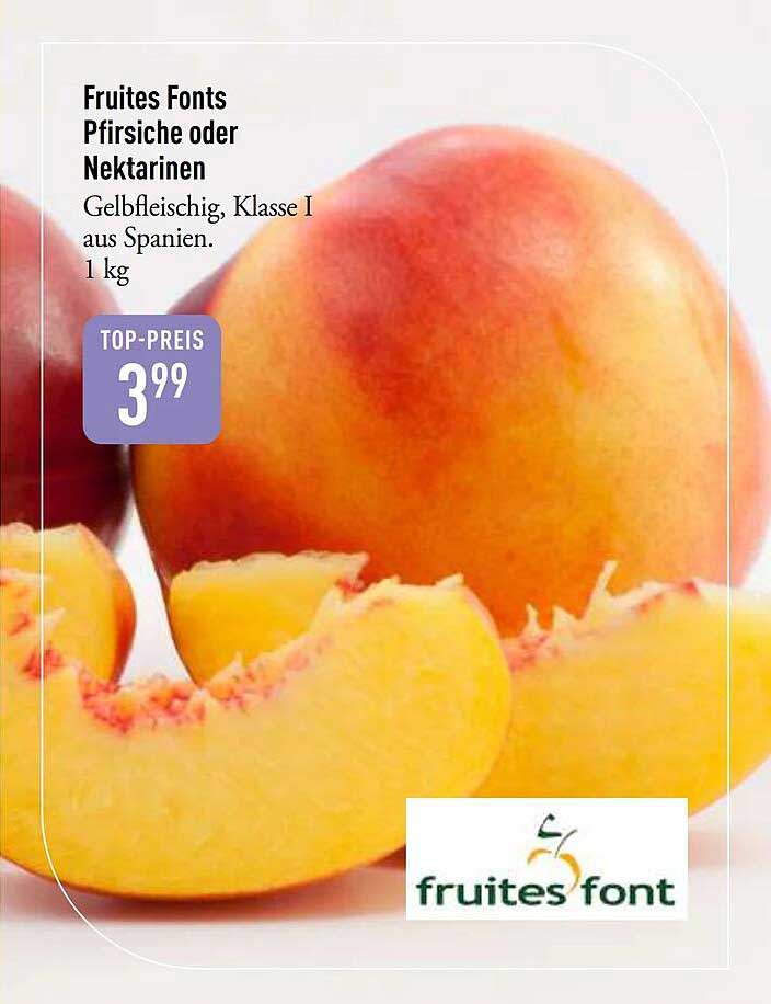 Fruites Fonts Pfirsiche oder Nektarinen Gelbfleischig, Klasse I aus Spanien. 1 kg