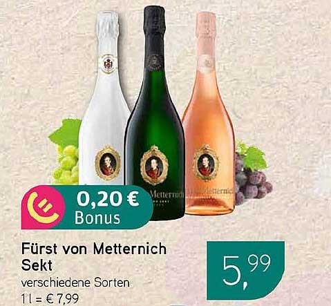 Fürst von Metternich Sekt verschiedene Sorten 1l = € 7,99