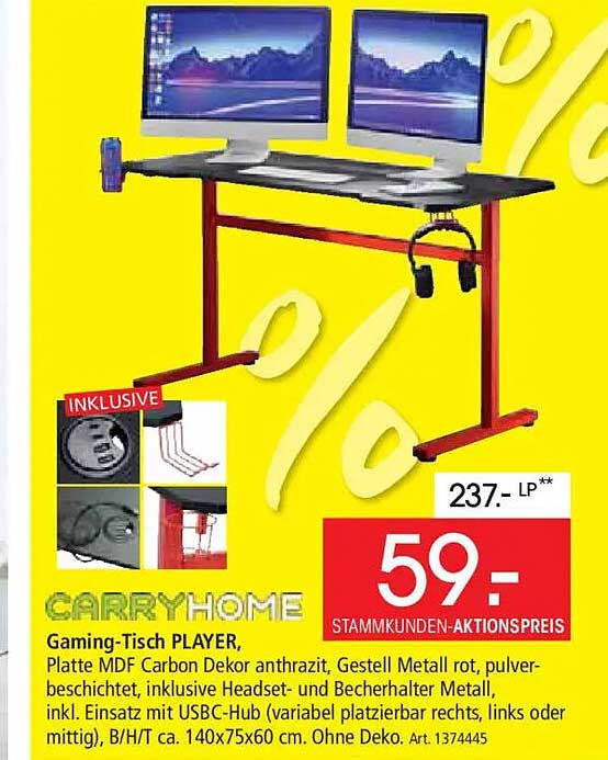 GAMRYHOME Gaming-Tisch PLAYER