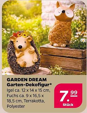 GARDEN DREAM Garten-Dekofigur* Igel ca. 12 x 14 x 15 cm, Fuchs ca. 9 x 16,5 x 18,5 cm, Terrakotta, Polyester