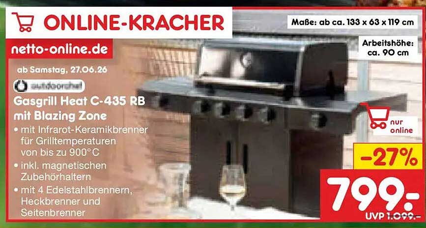 Gasgrill Heat C-435 RB mit Blazing Zone