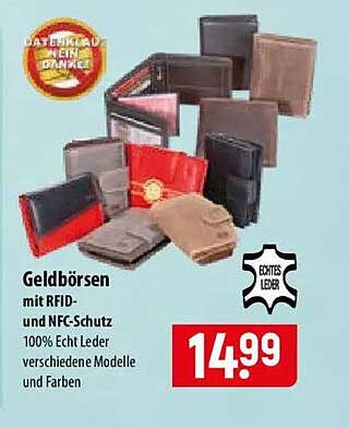 Geldbörsen mit RFID- und NFC-Schutz