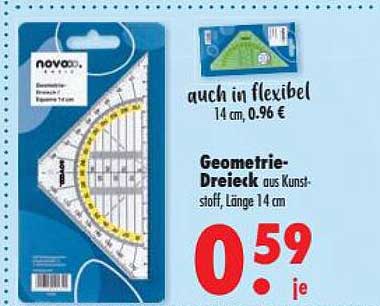 Geometrie-Dreieck aus Kunststoff, Länge 14 cm