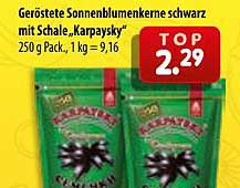 Geröstete Sonnenblumenkerne schwarz mit Schale „Karpaty“ 250g Pack, 1 kg = 9,16