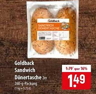 Goldback Sandwich Döner Tasche 2er 260-g-Packung