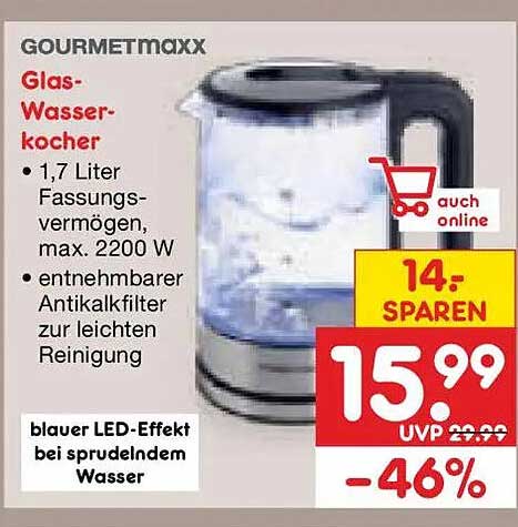 GOURMETmaxx Glas-Wasserkocher