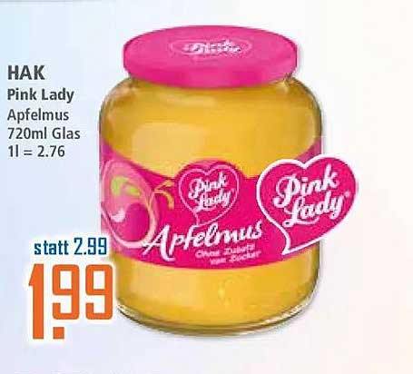 HAK Pink Lady Apfelmus 720ml Glas