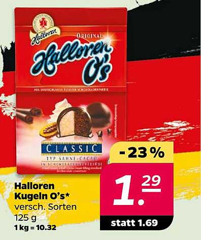 Halloren Kugeln O's* versch. Sorten 125 g 1 kg = 10.32