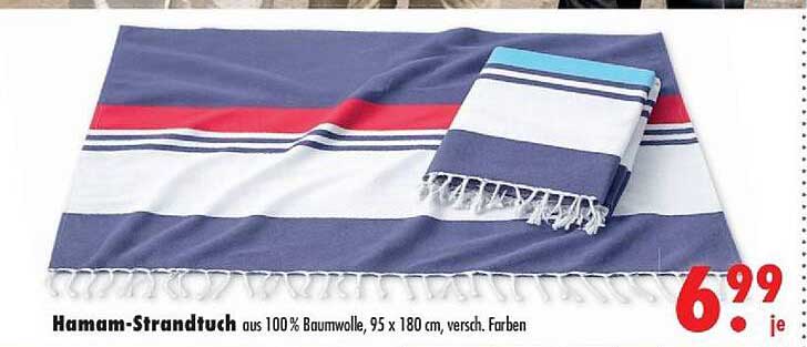Hamam-Strandtuch aus 100% Baumwolle, 95 x 180 cm, versch. Farben