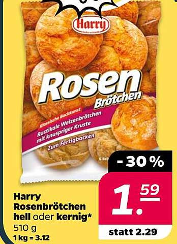 Harry Rosenbrötchen hell oder kernig* 510 g 1 kg = 3.12