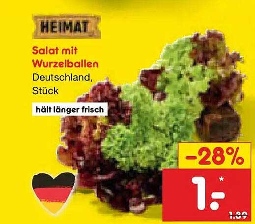 HEIMAT Salat mit Wurzelballen Deutschland, Stück hält länger frisch
