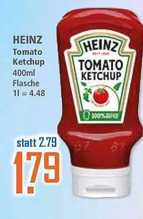 HEINZ Tomato Ketchup 400ml Flasche 1L = 4.48