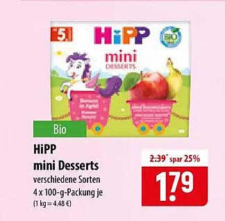 HiPP mini Desserts verschiedene Sorten 4 x 100-g-Packung je